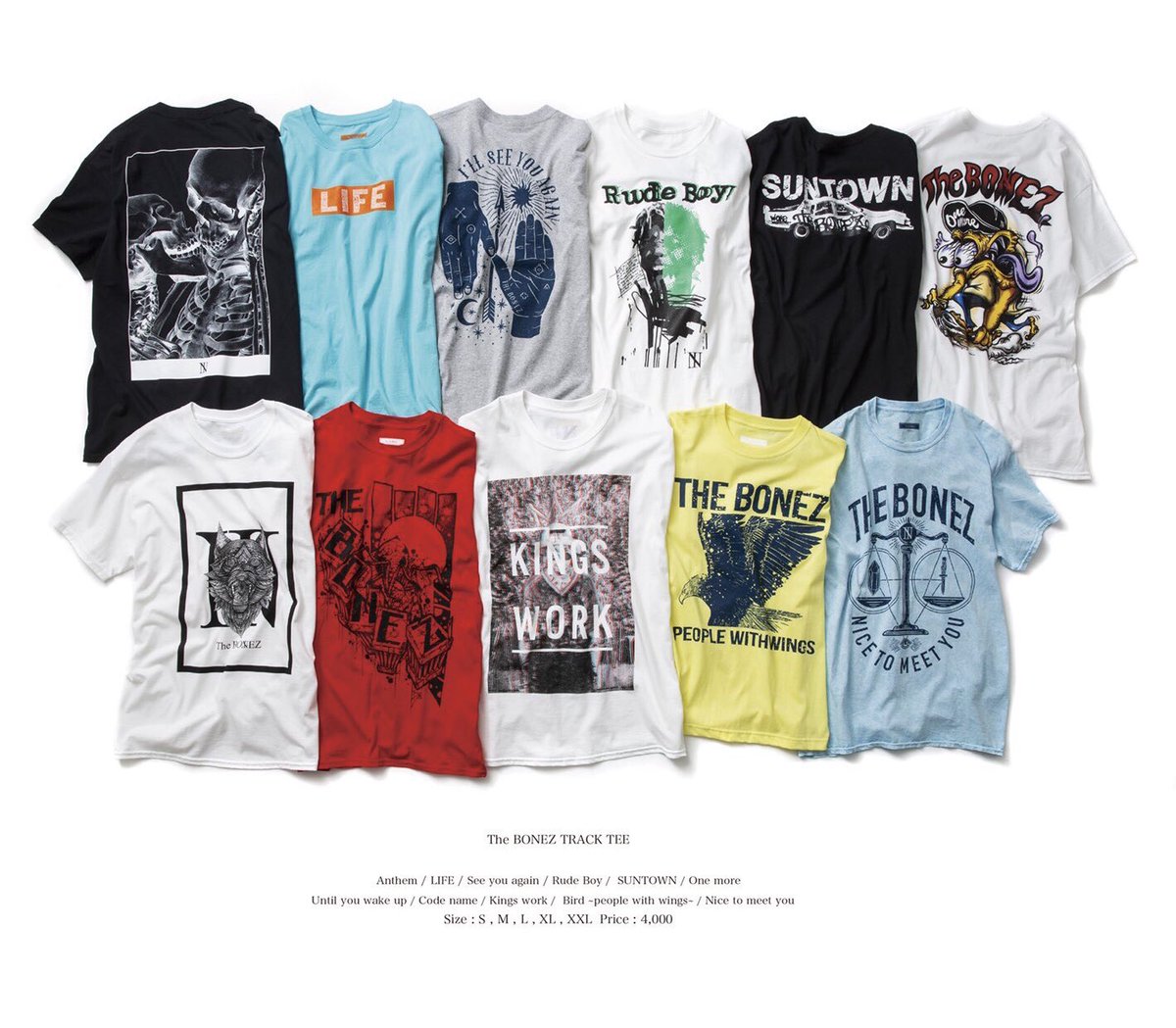 The BONEZ 限定Tシャツ(白) THE BONEZ バックプリント Tシャツ