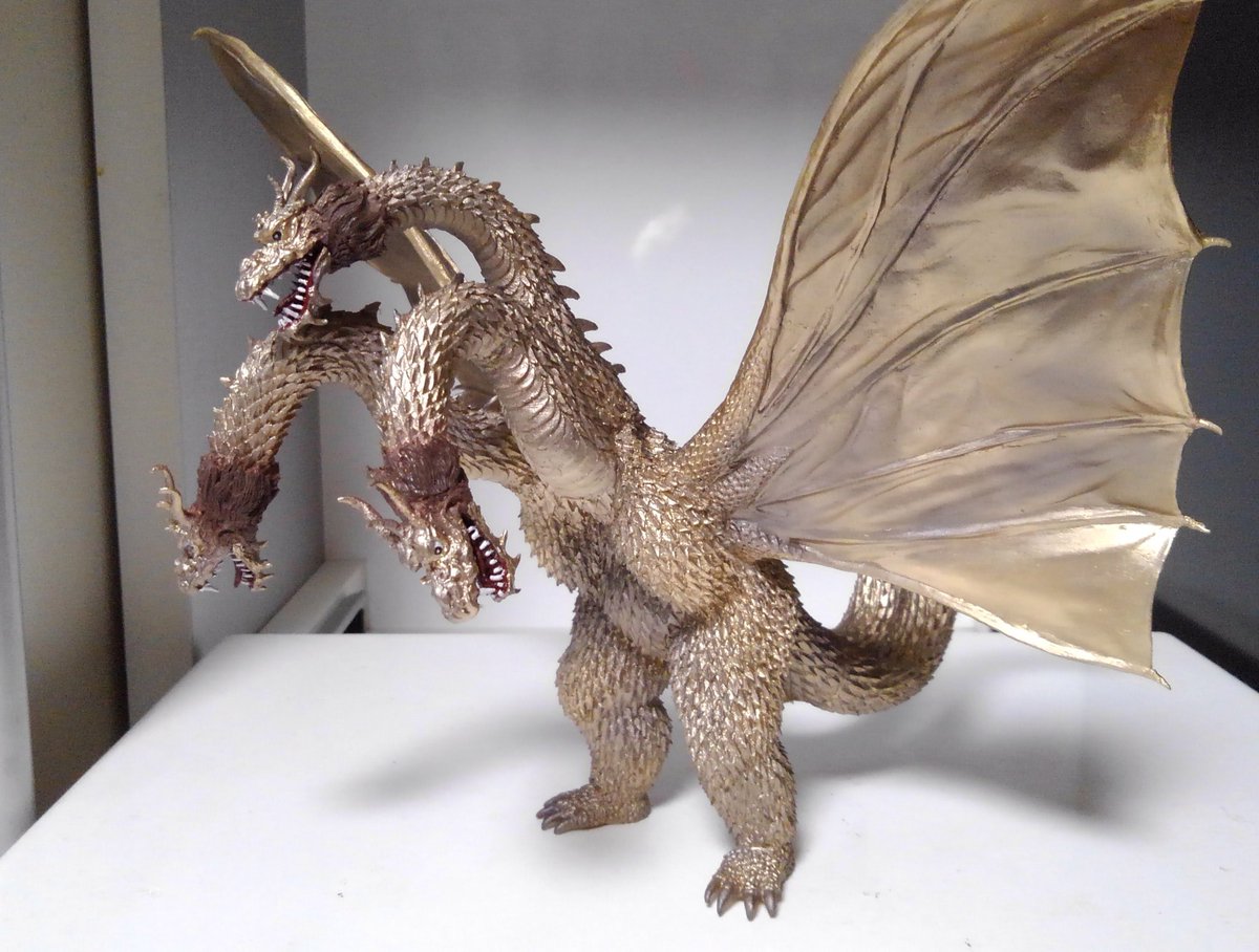 海洋堂 原詠人 1/350 キングギドラ。ジャンク品でしたがなんとか完成