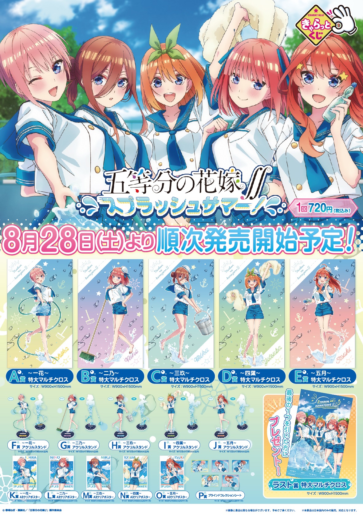 きゃらっとくじ 五等分の花嫁 Summer Vacation 特大マルチクロス