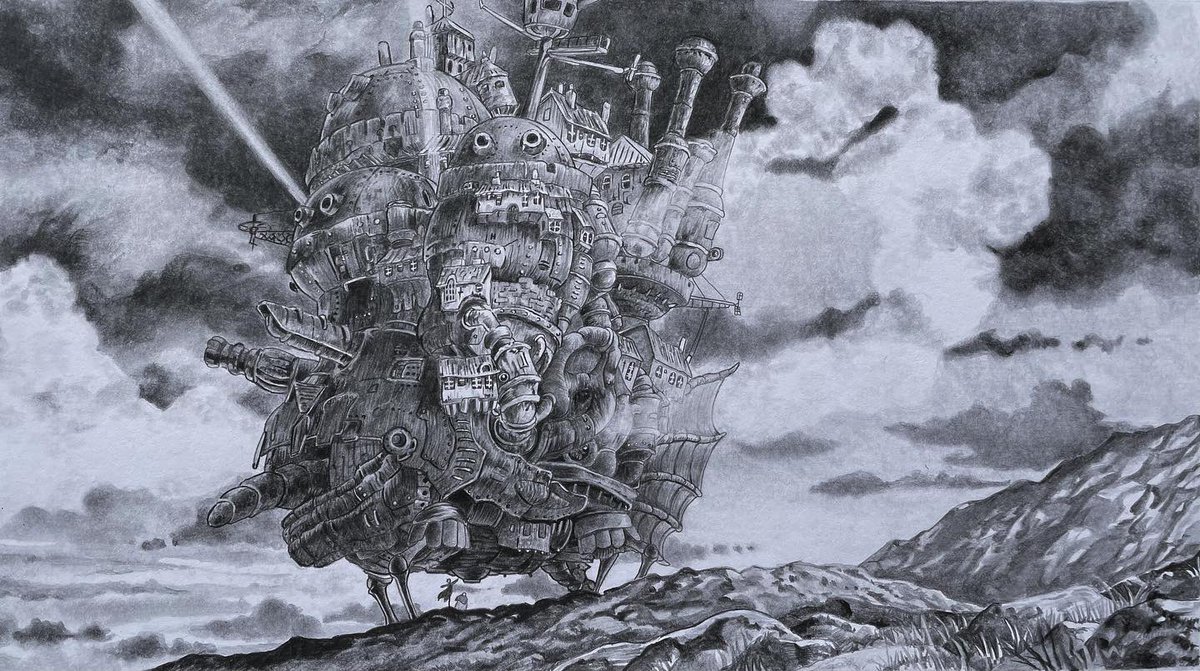 ハウルの動く城 描いてみた✏️ 鉛筆画は本当に楽しい☺️ #ハウルの