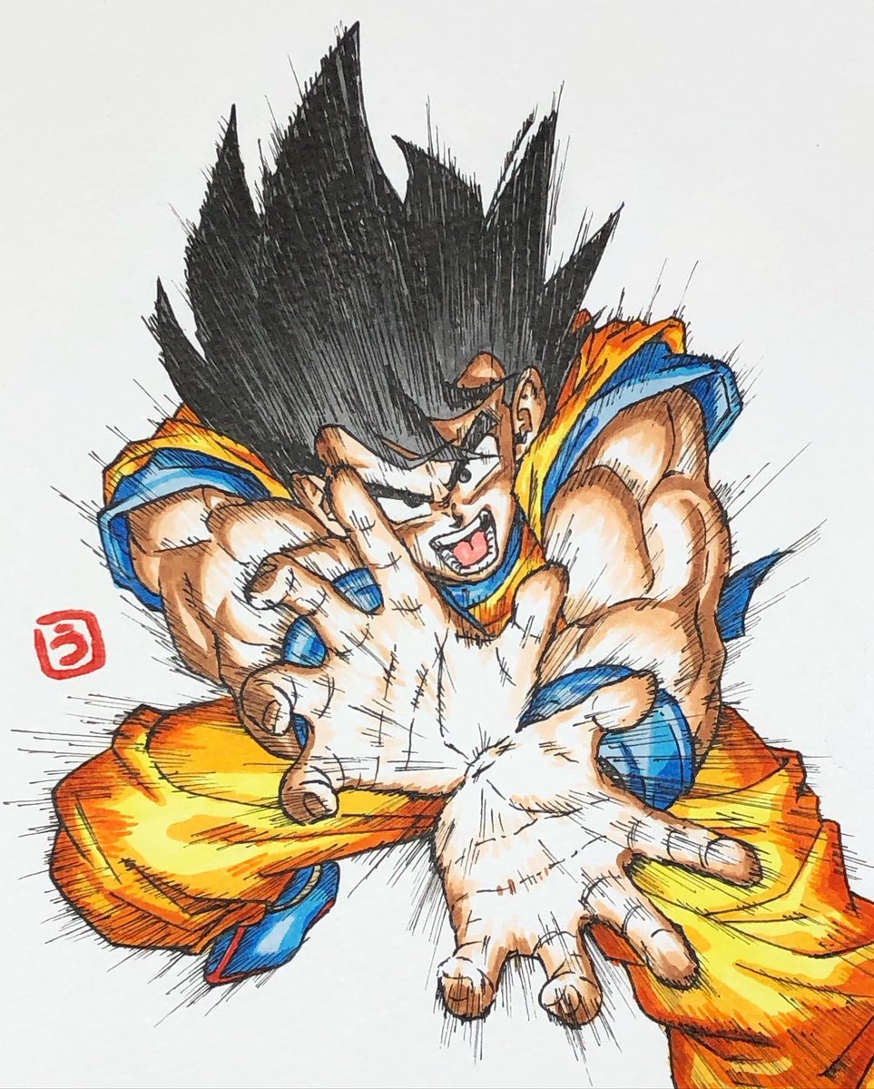 ドラゴンボール 悟空 かめはめ波 イラスト 30cm×30cm 額付き