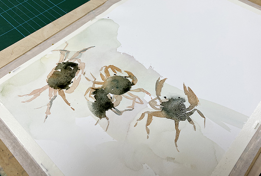 生物細密画「サワガニの子育て」 生物細密画「サワガニの子育て」