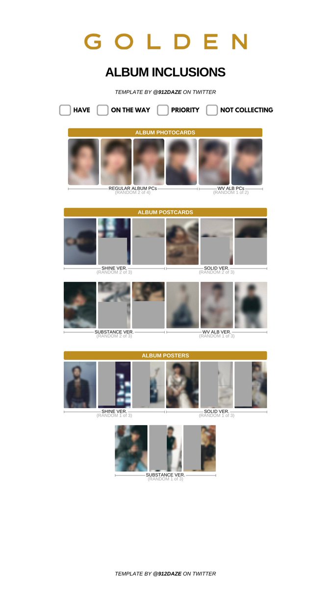 BTS JUNGKOOK PC PHOTOCARD WISHLIST TEMPLATES✨ JK - GOLDEN [NEW