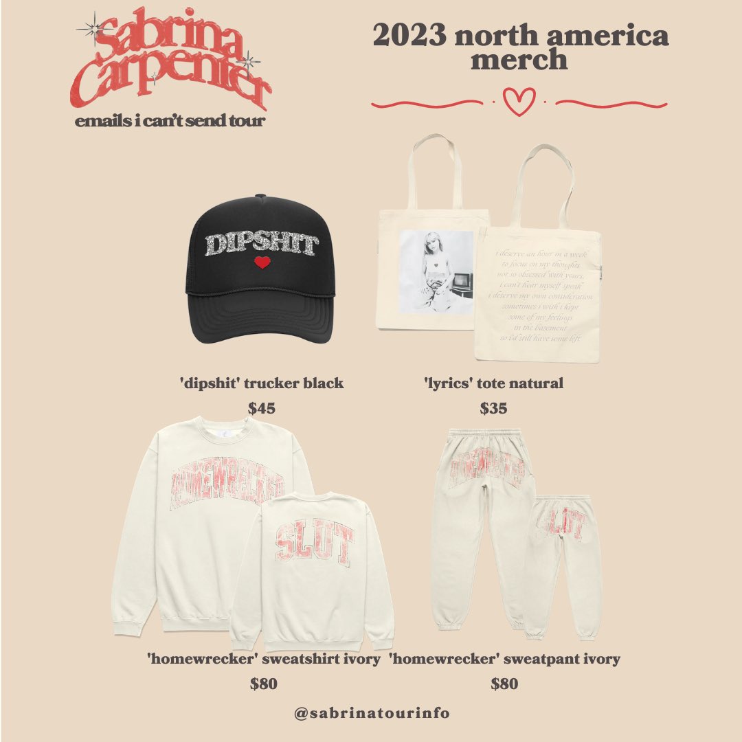 🚨: @SabrinaAnnLynn's #EmailsICantSendTour merch (+ a new shirt