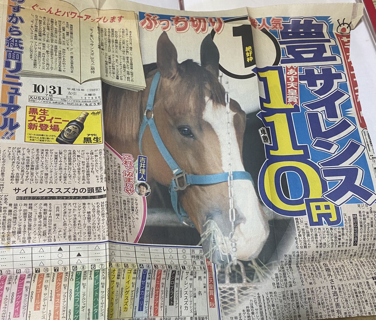 1998年サイレンススズカ・シルクジャスティス・単勝馬券 1998年