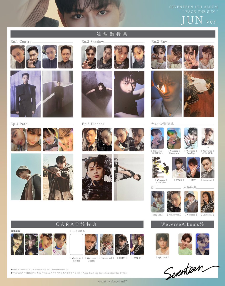 SEVENTEEN ウォヌ トレカ まとめ売り face the sun 73枚