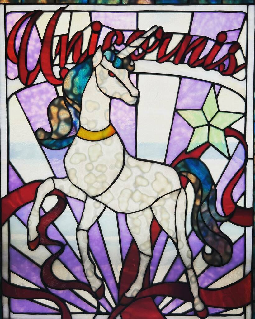 ステンドグラス Woodlands Unicorn ユニコーン グラスマスターズ