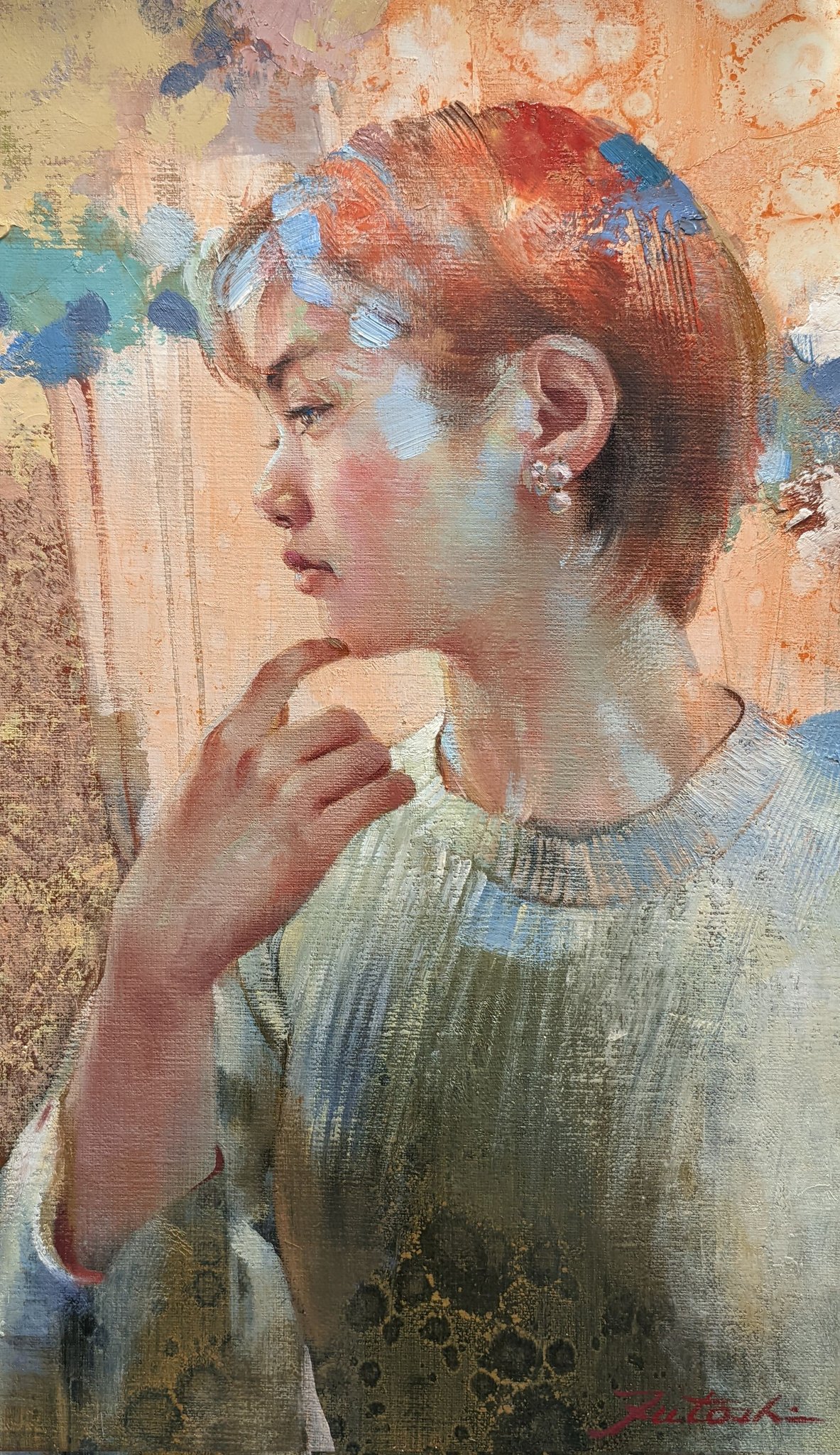 題名【 可憐 】◾️油彩画 SMサイズ◾️兼田美佐子 原画 本物 【公式通販】