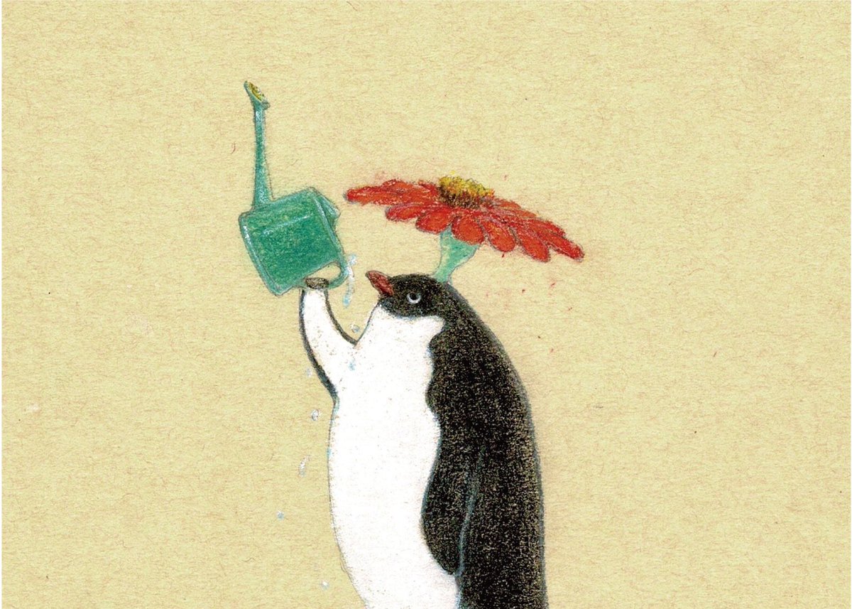 牧野千穂 版画（キャンバスジクレー） 幸福なペンギン