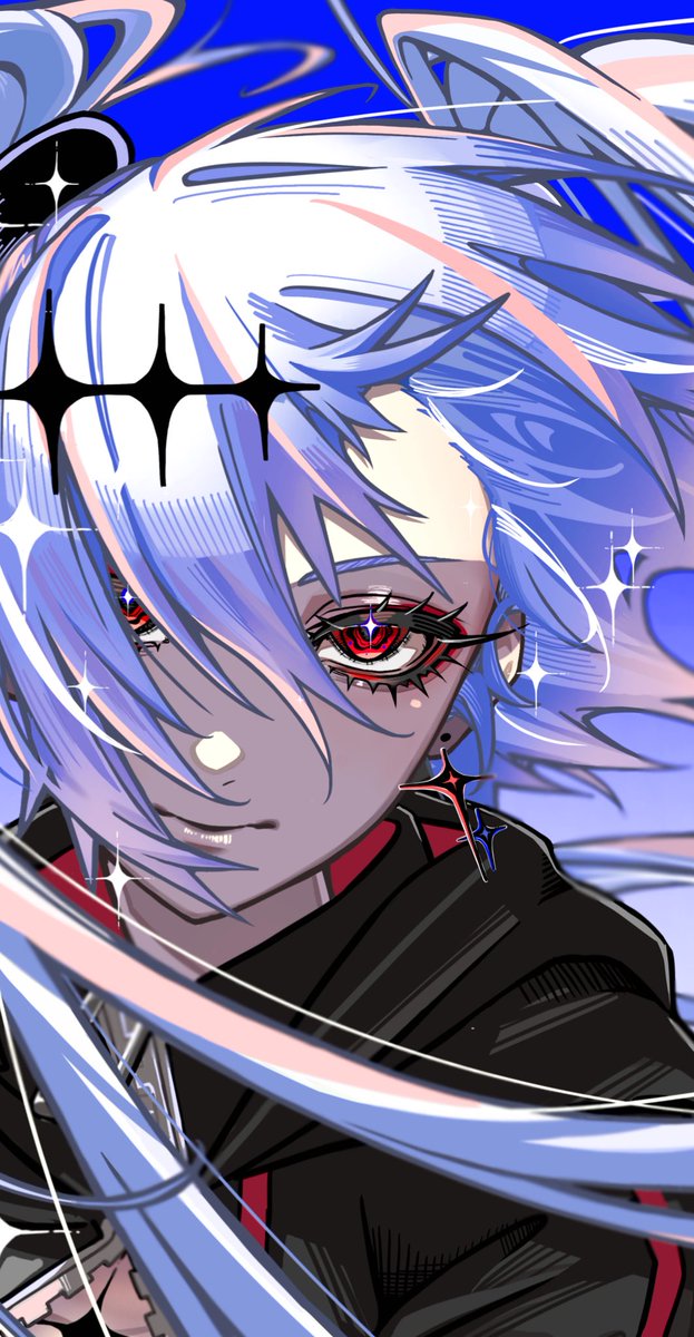 アニメキャラクター イラスト 青色タンクトップ アニメキャラクター