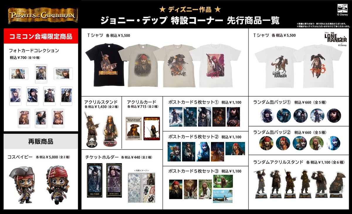 コミコン パイレーツオブカリビアン ジョニーデップ ランダム缶バッジ