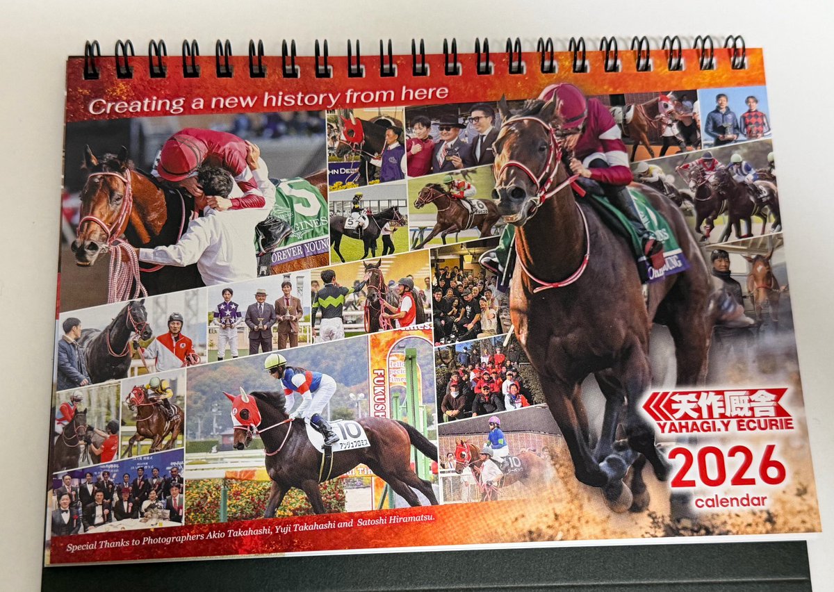 矢作先生から卓上カレンダーを送ってもらいました。 11月に所有馬