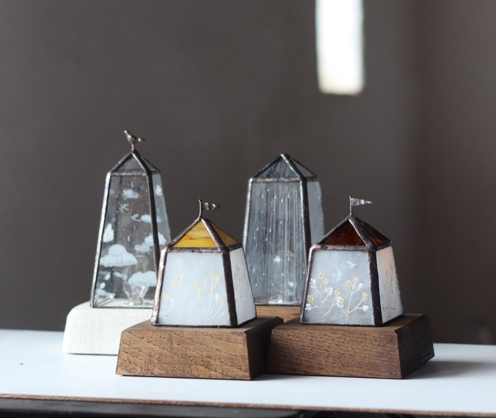 雪ガラス 長野深雪さん ライト ステンドグラス 雪ガラス ステンド