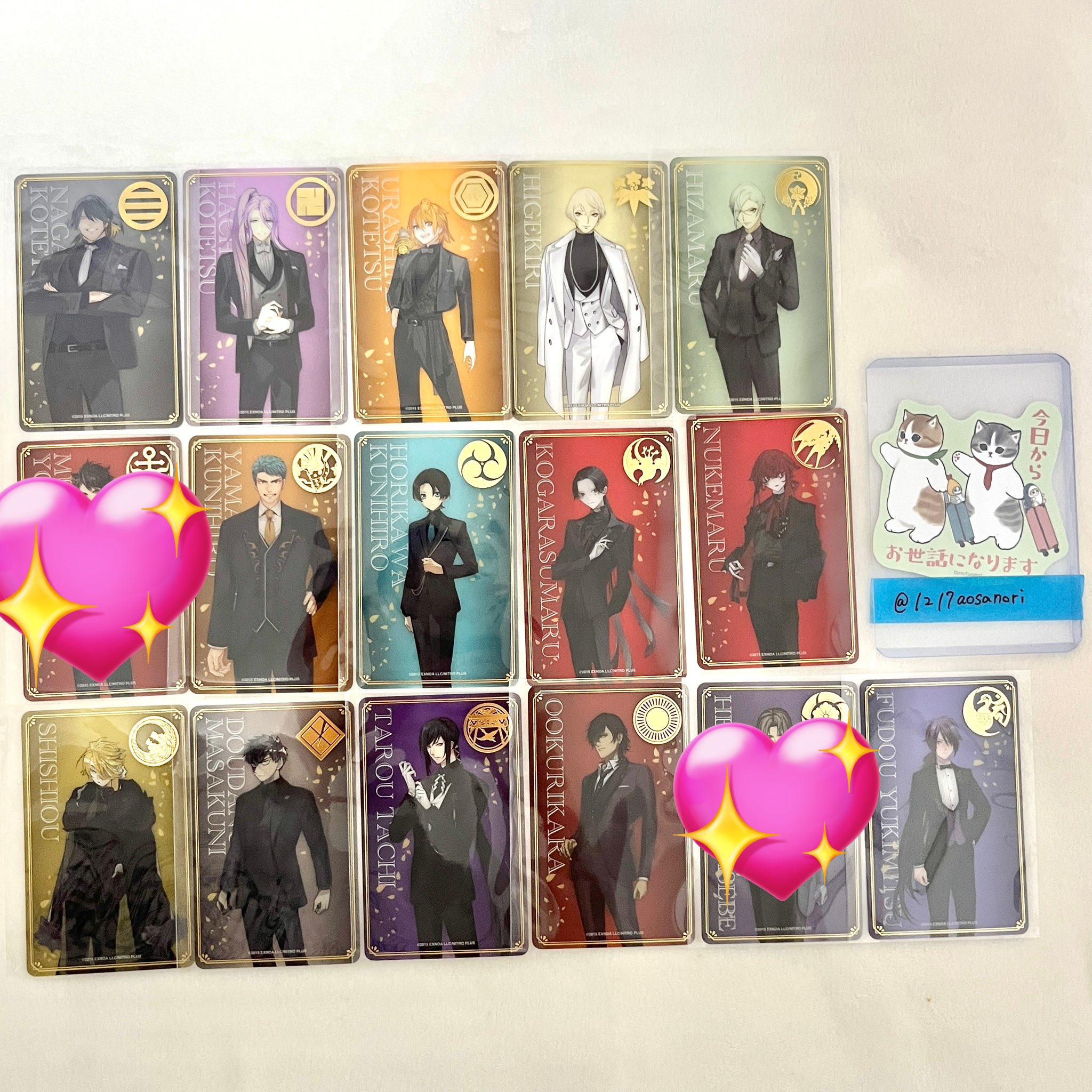 刀剣乱舞大本丸博 祝装箔押しクリアカード 缶バッジ ステッカー へし切