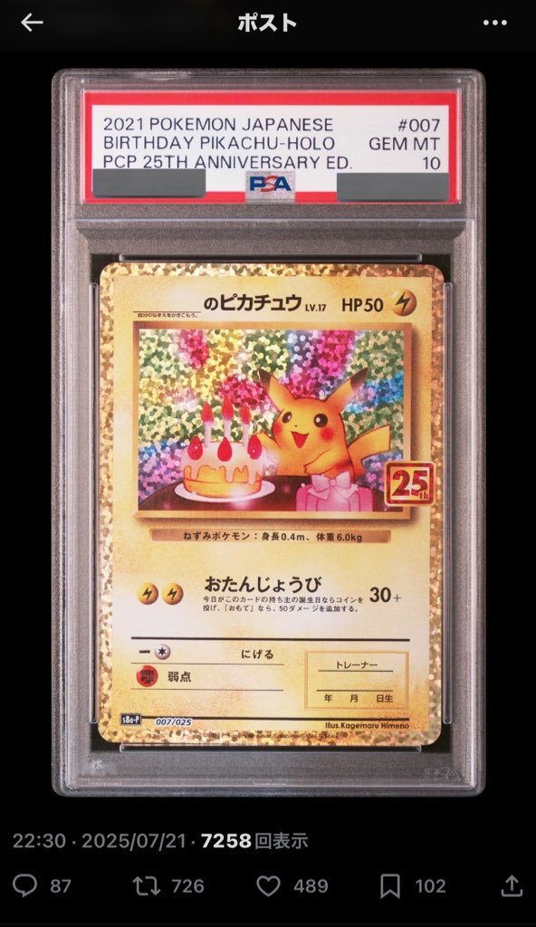 PSA10いたずら好きのピチュー 214⁄S-P はじめしゃちょー プロモ