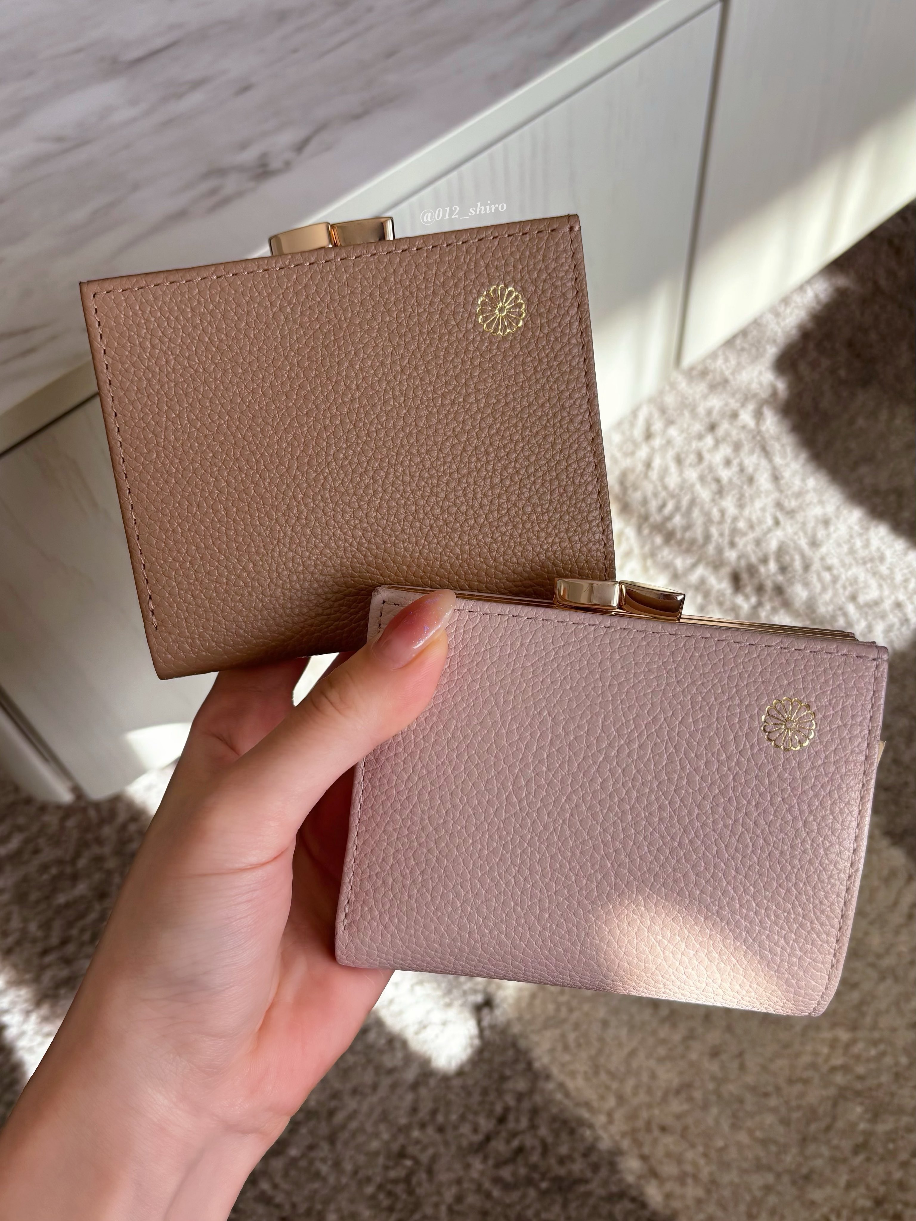 新品】皇居 財布 二つ折り がま口 ブラウン/カフェオレ菊の御紋入 皇居