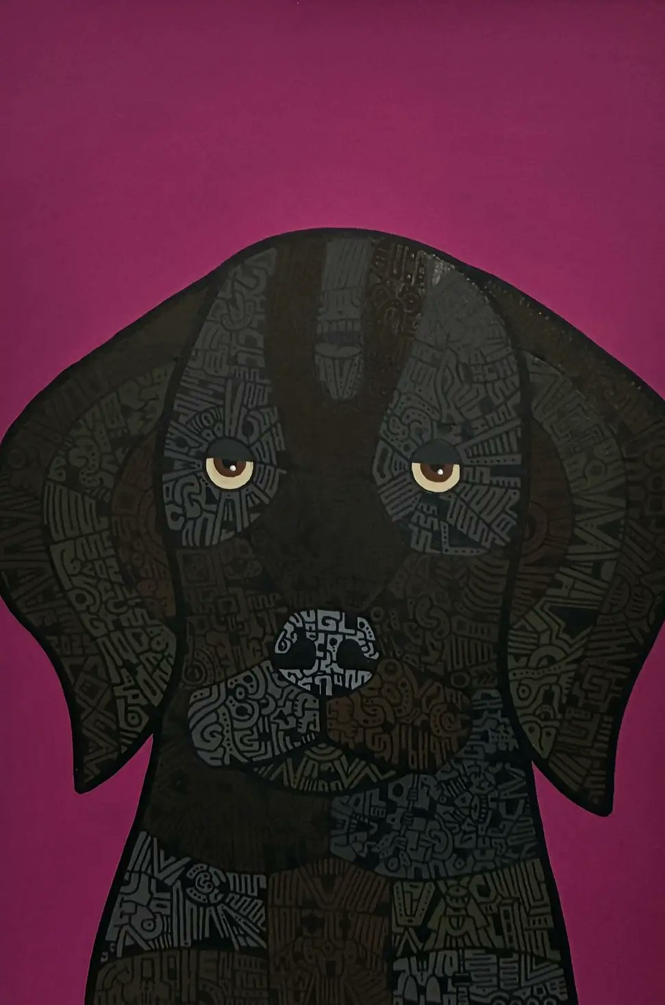 アメリカ人画家 terry herb作 仔犬をからかって アクリル画 【公式通販