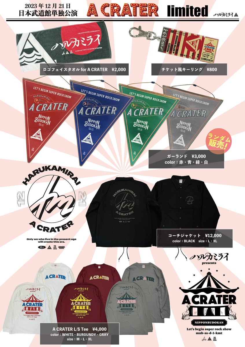 new merch🛒】 12.21[thu] 日本武道館 ハルカミライpre. 「A CRATER