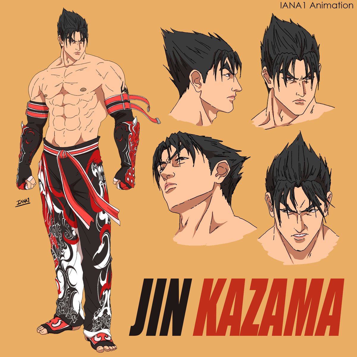 Tekken 8 Jin Kazama model sheet for a short personal animation