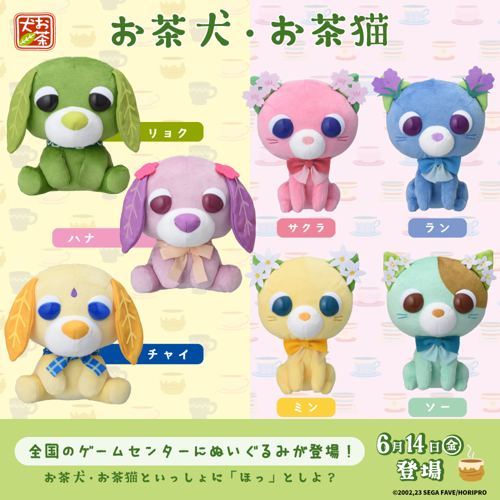 📢セガプライズからお茶犬・お茶猫のぬいぐるみが2024年6月14日（金
