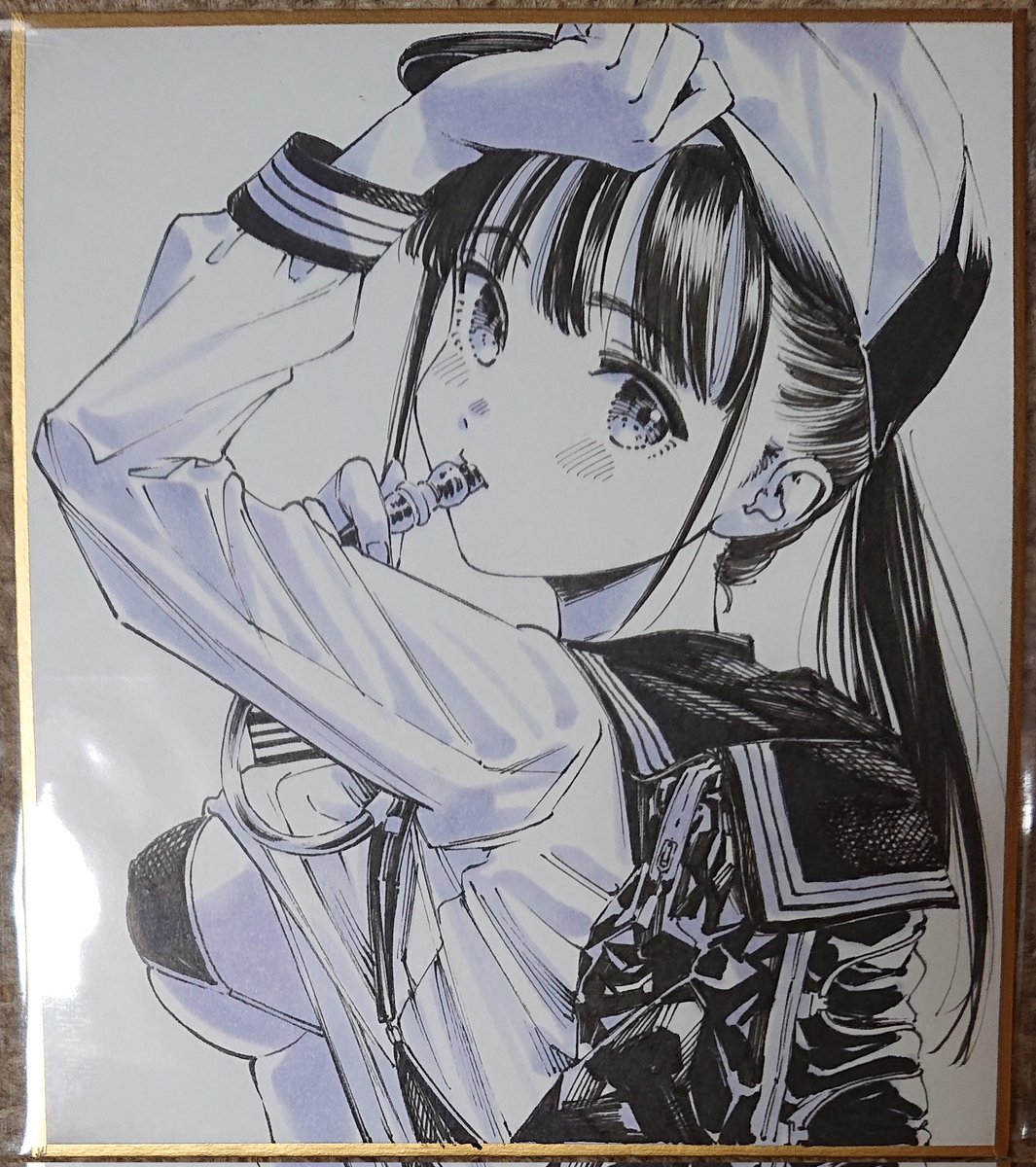 節約 直筆イラスト色紙 柚木ガオ 直筆サイン色紙 直筆イラスト色紙