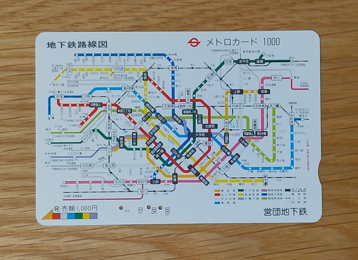 旧 #営団地下鉄 発行 #地下鉄路線図 #メトロカード （1990年） ※半蔵門
