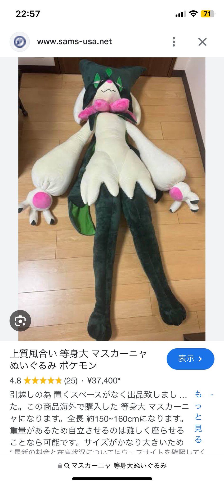 150cm マスカーニャ 巨大ぬいぐるみ ポケモン 海外製 150cm