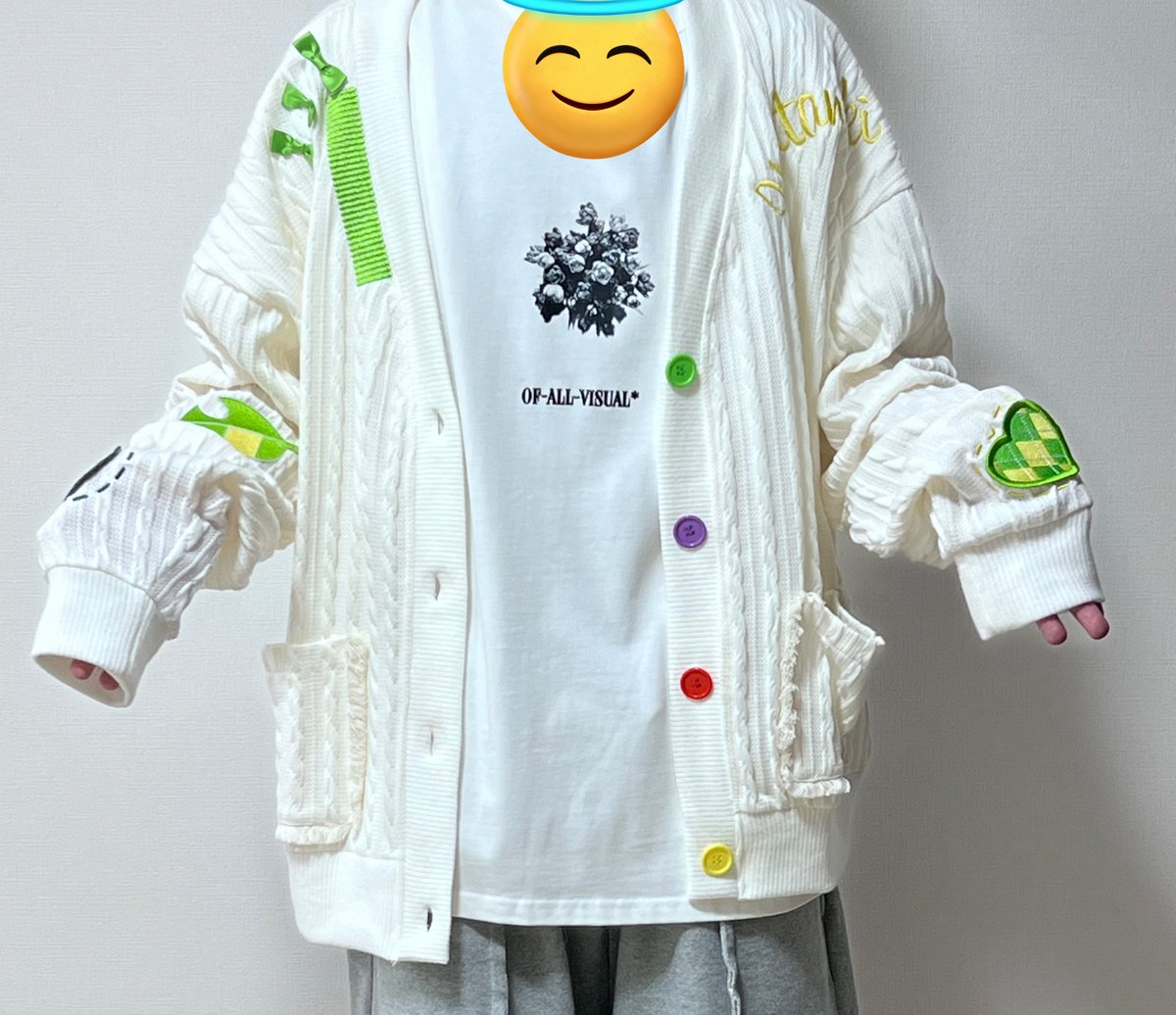 たぬわんカーディガンのサンプルきたぞん（着方は任せた） ワッペン