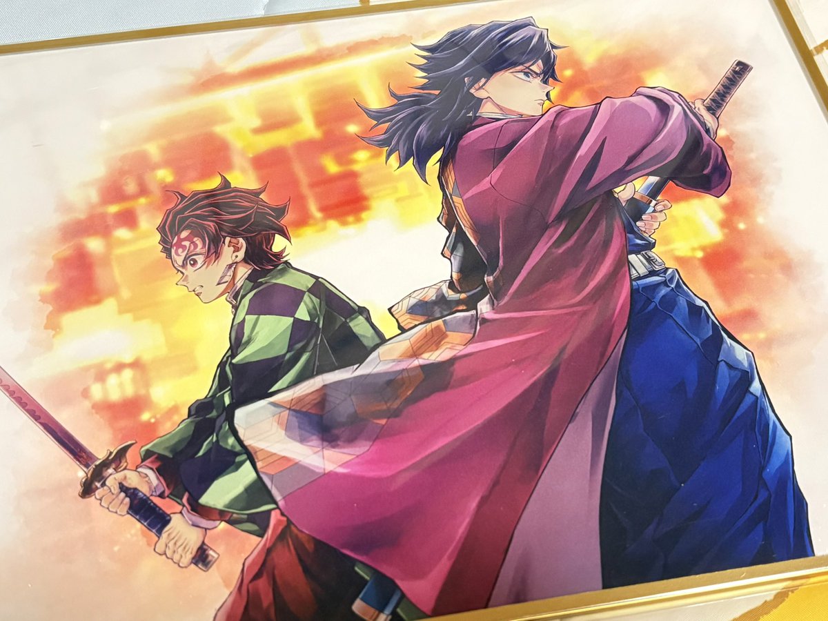 鬼滅「繋ぐ」くじ「義勇と炭治郎」B賞アクリル色紙が届いた