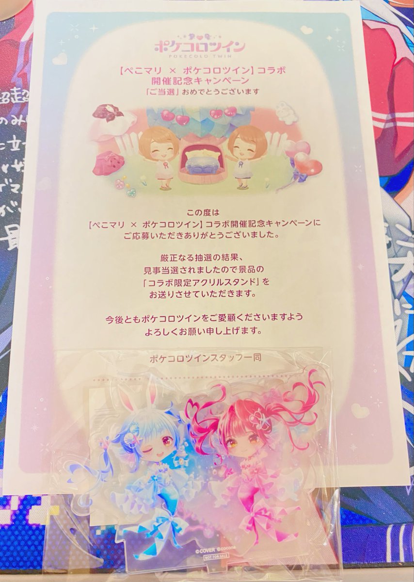 ポケコロツイン ぺこマリ コラボ限定 BIGアクリルスタンド 当選品