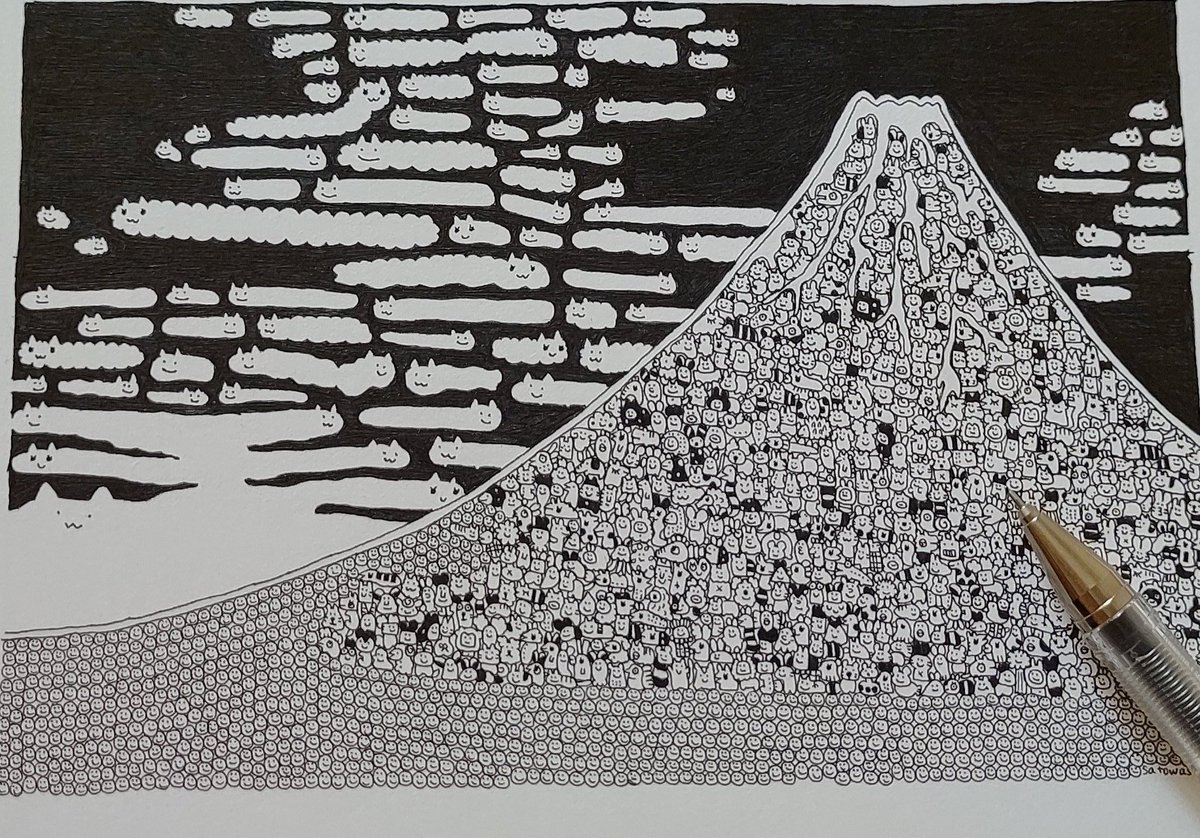 佐藤明日香 ボールペン画 「un ballon-2」 佐藤明日香 ボールペン画