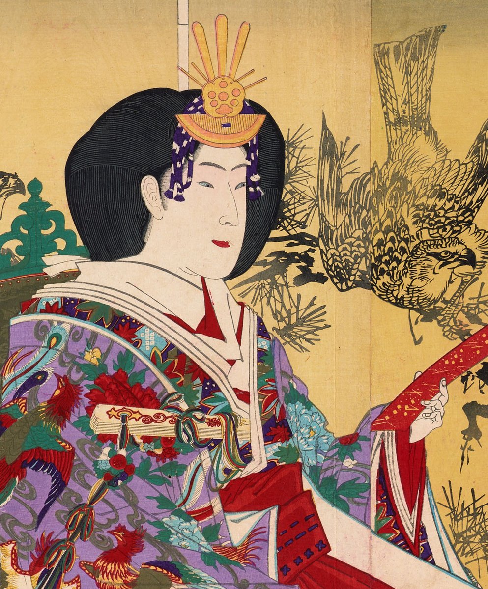 明治26年 ☆『明治皇后陛下肖像画』☆高精細な肖像画 ！ 約97×64cm