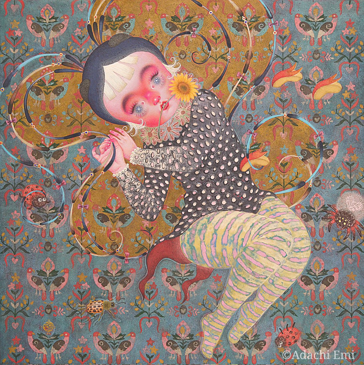 足立絵美｜日本画原画 ポポトピアあっぷっぷパレード個展