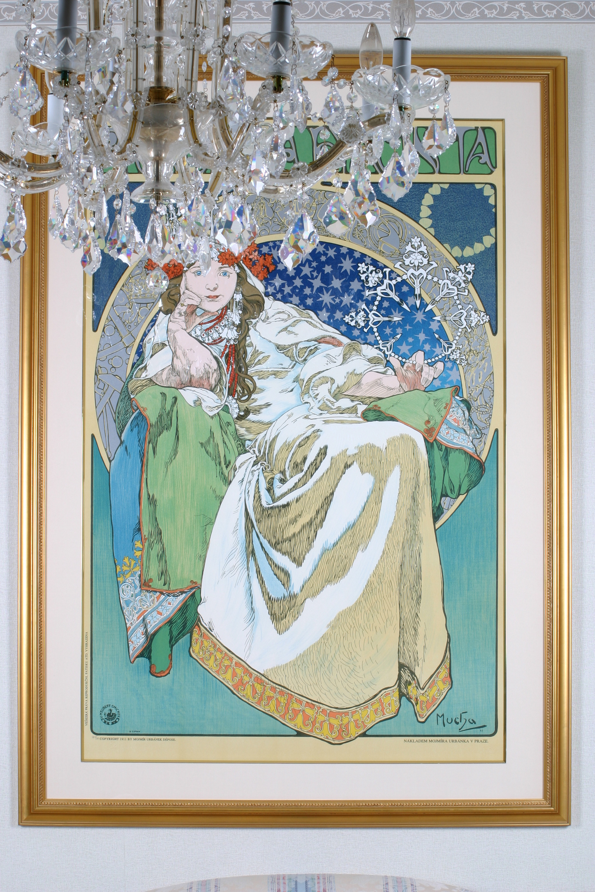 アルフォンス・ミュシャ額装＊「白い象の伝説」初版挿絵リトグラフ②
