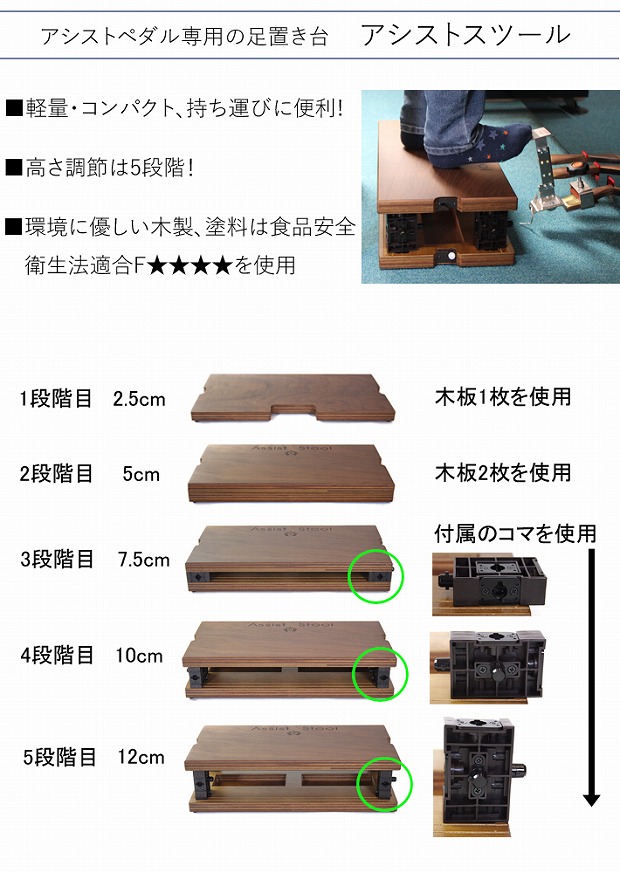 アシストペダル、ハイツール 2つセット】吉澤ピアノ補助ペダル