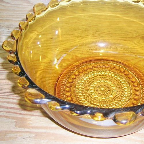 昭和レトロ SOGA ガラス製 アンバーサラダボウル 径22.5センチ【飴色