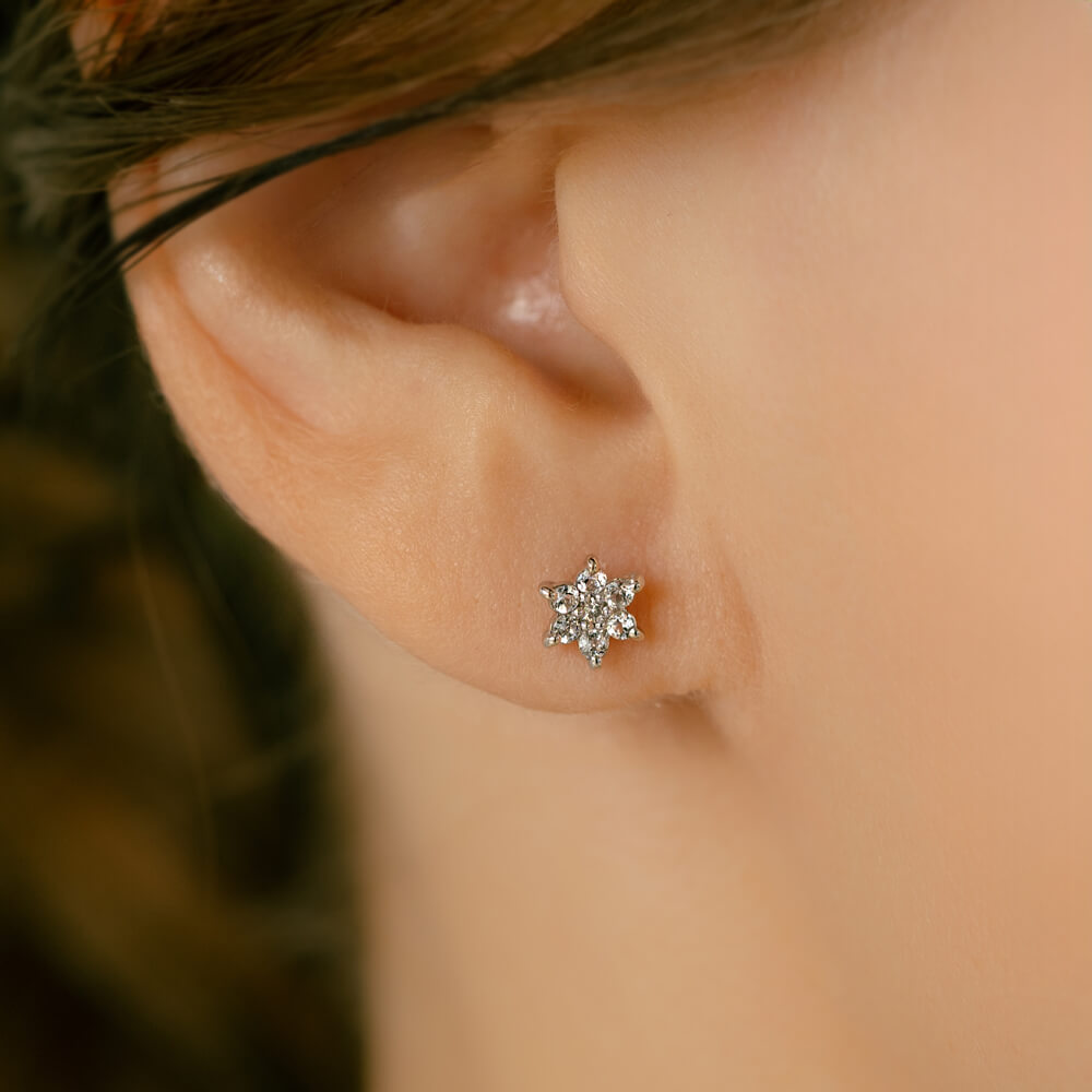 K10 ホワイトトパーズピアス ボディピアス フワラー │ 14G・16G対応