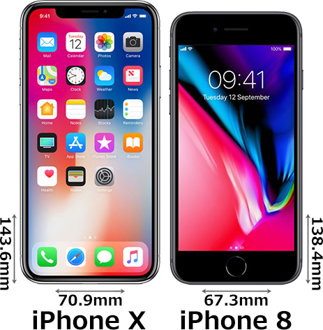 iPhone X」と「iPhone 8」の違い - フォトスク
