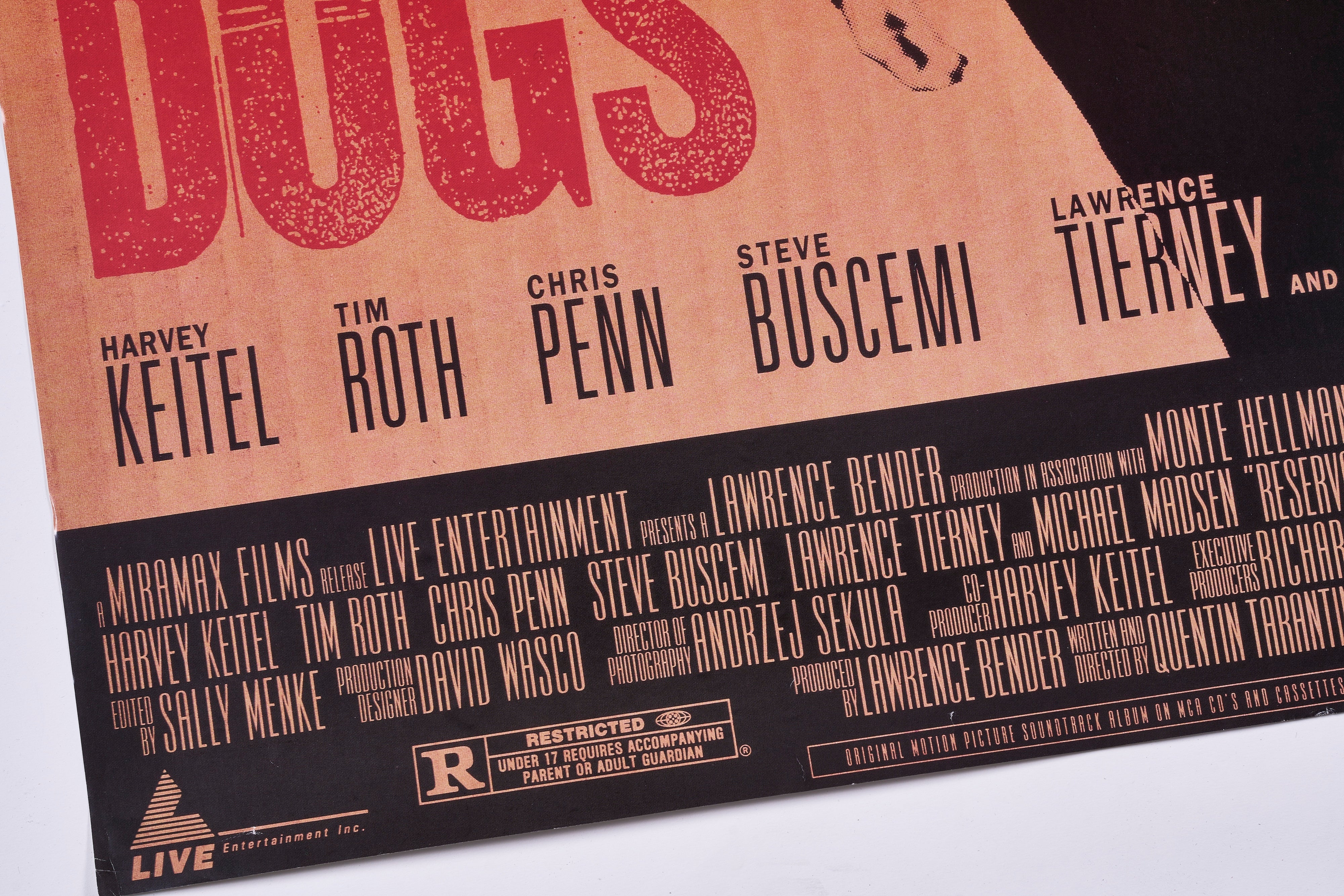 レザボアドッグス 映画ポスター US版 ROLLED 1992年タランティーノ