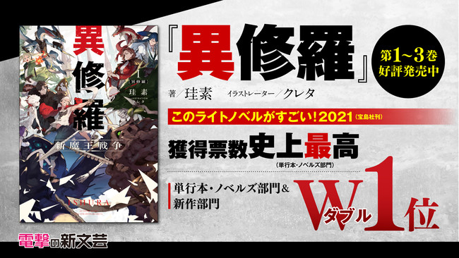 電撃の新文芸が上位席巻！『異修羅』が史上最高の獲得票数で、「この