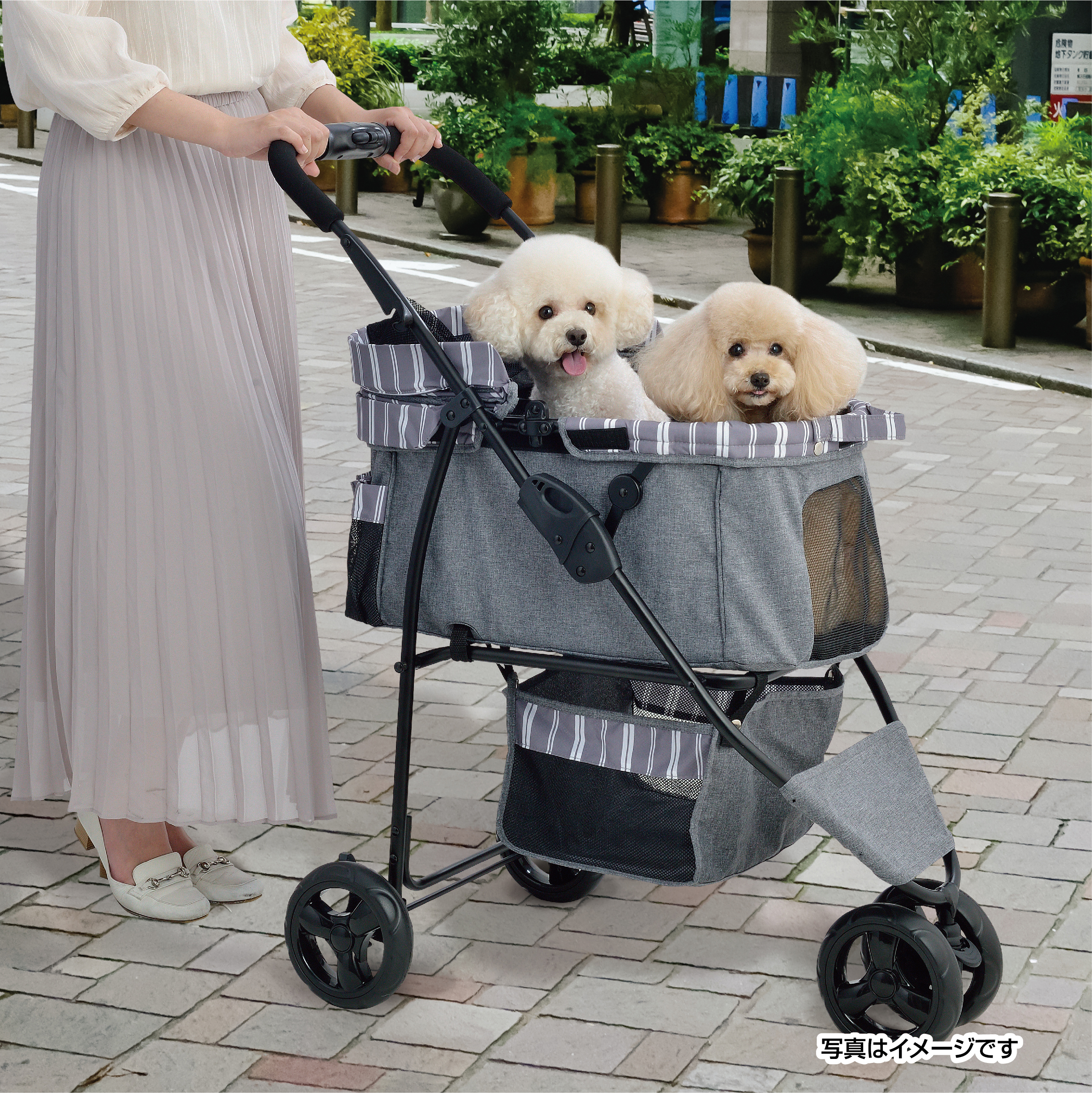 わんわんカート スマートハンディ Safety ストライプグレー