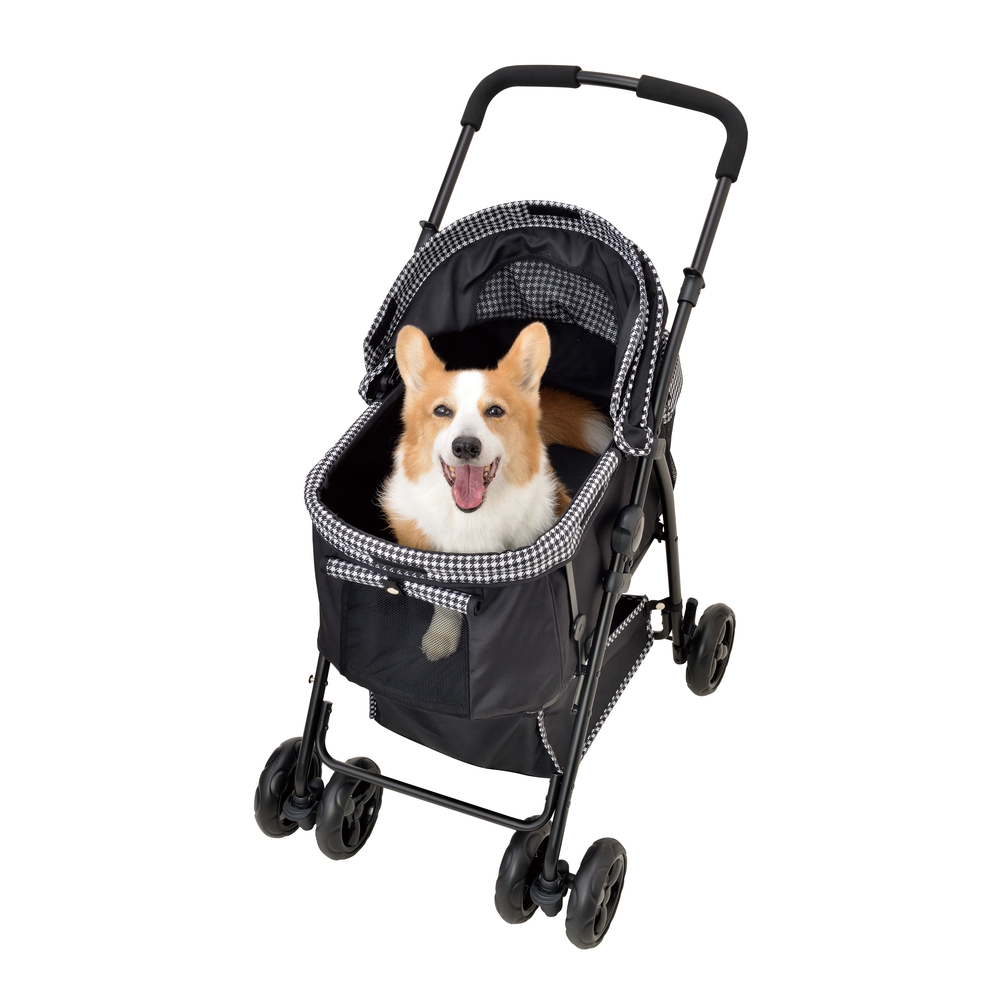 わんわんカート 多頭用DXplus-N 千鳥柄ブラック | ジェックス株式会社