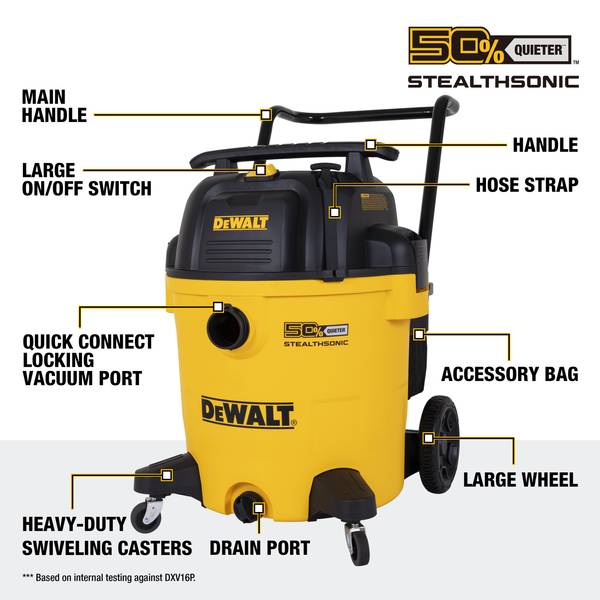 DEWALT 16 Gallon Stealthsonic Quiet Wet/Dry Vacuum - DXV16P-QTA
