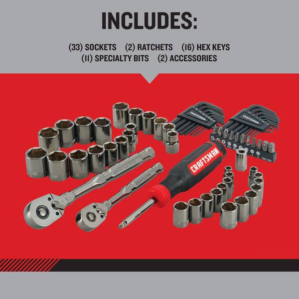 Craftsman 64-Piece OVERDRIVE Mechanics Tool Set - CMMT99064