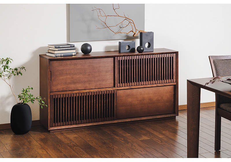 karimoku カリモク 電話台 FAX台 花台 キャビネ サイドボード 木製