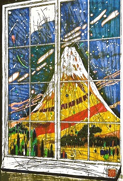 掛け軸”黄金の国”河内成幸 作 河内成幸 木版画展 叱咤する十二神