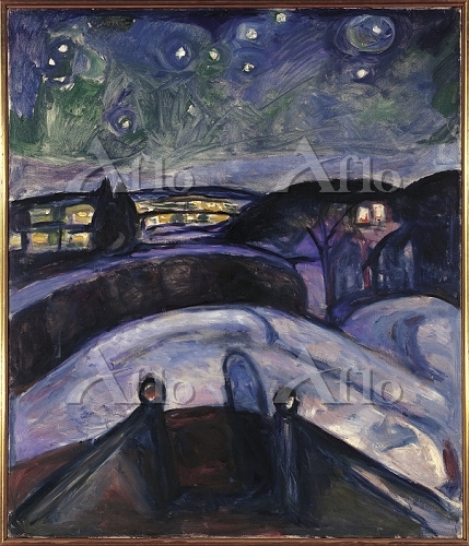 エドヴァルド・ムンク 「星月夜」 複製画 エドヴァルド・ムンク