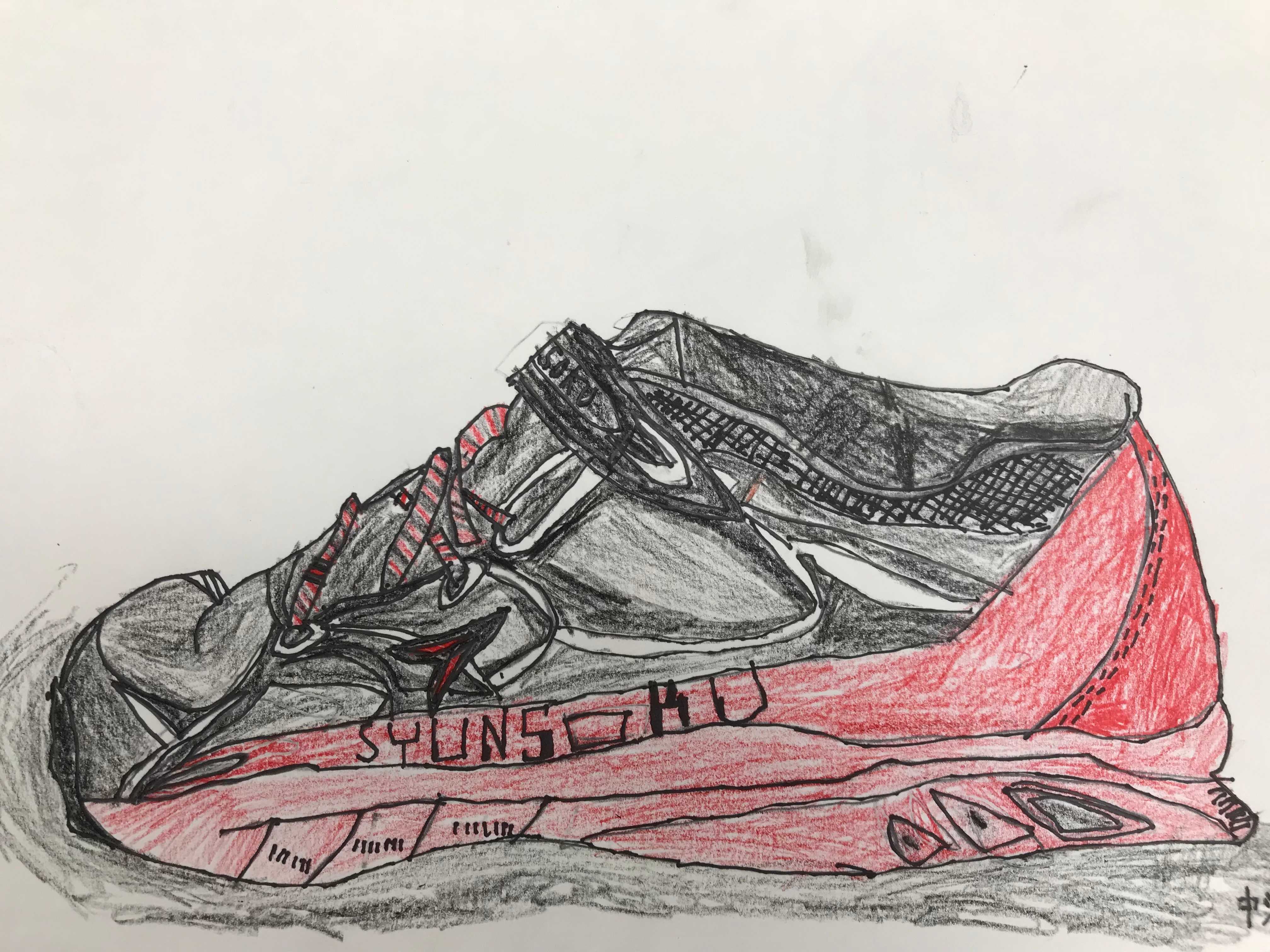 自分の靴の油絵デッサン 自分の靴の油絵デッサン 靴（ブーツ） - 鉛筆