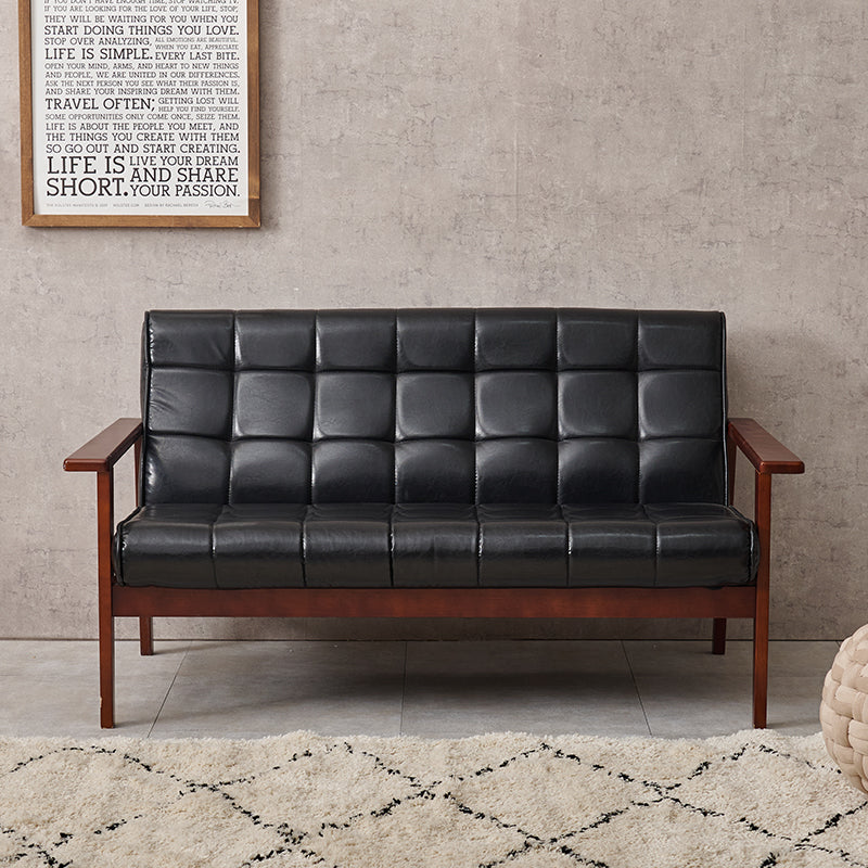 ダークブラウン 合成皮革 2人掛け ソファ ヴィンテージ風 新品】ソファ