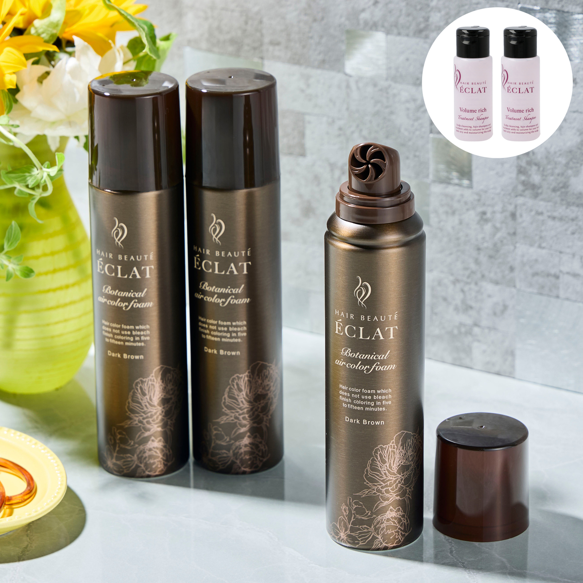 ヘアボーテ エクラ ボタニカル エアカラーフォーム ライトブラウン3本